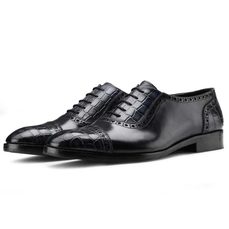 The Colombus Toecap Oxford in Blue - Escaro Royale