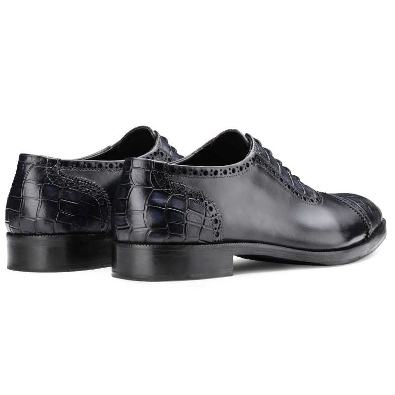 The Colombus Toecap Oxford in Blue - Escaro Royale