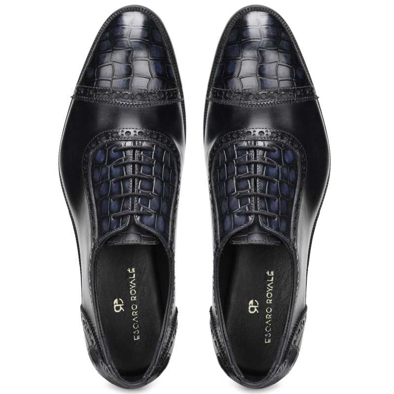 The Colombus Toecap Oxford in Blue - Escaro Royale