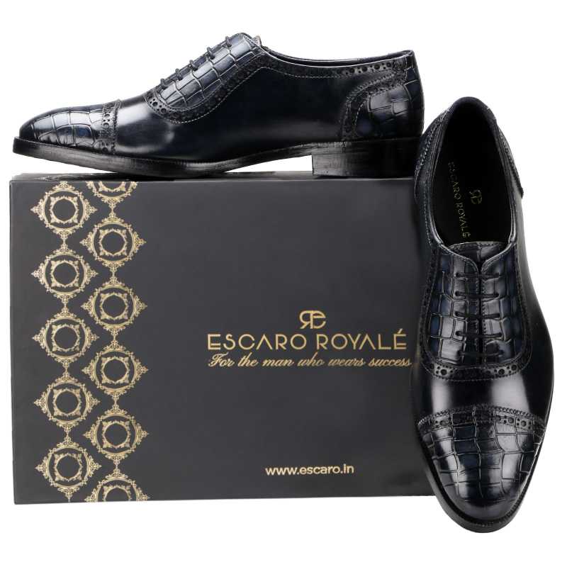 The Colombus Toecap Oxford in Blue - Escaro Royale