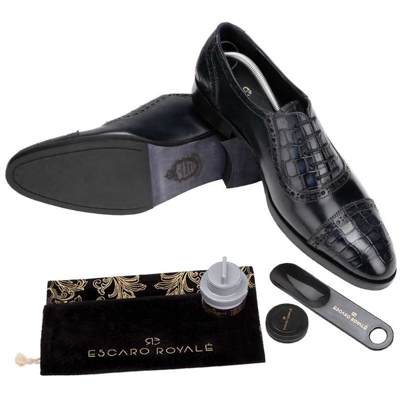 The Colombus Toecap Oxford in Blue - Escaro Royale