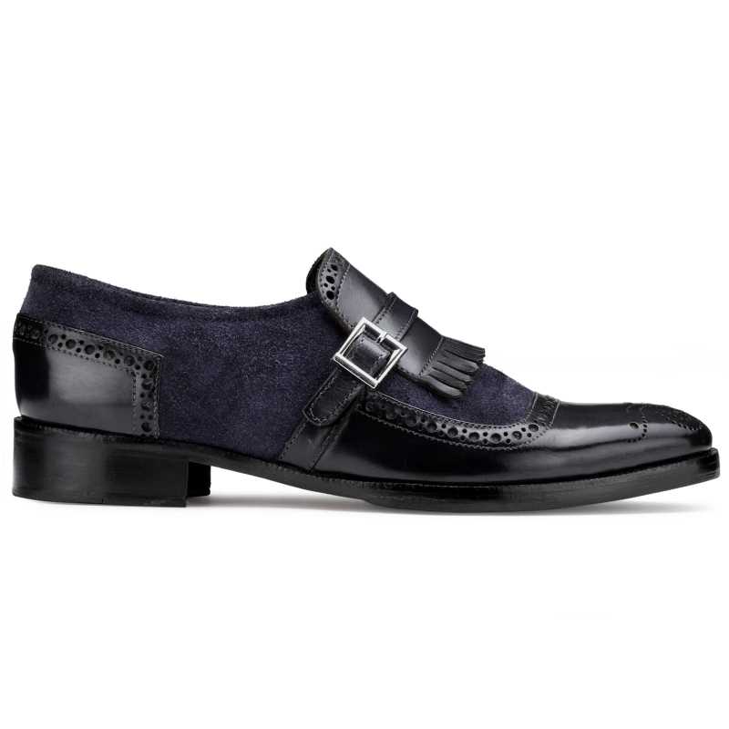 The Marco Dual Textured Kiltie Monkstrap in Blue - Escaro Royale