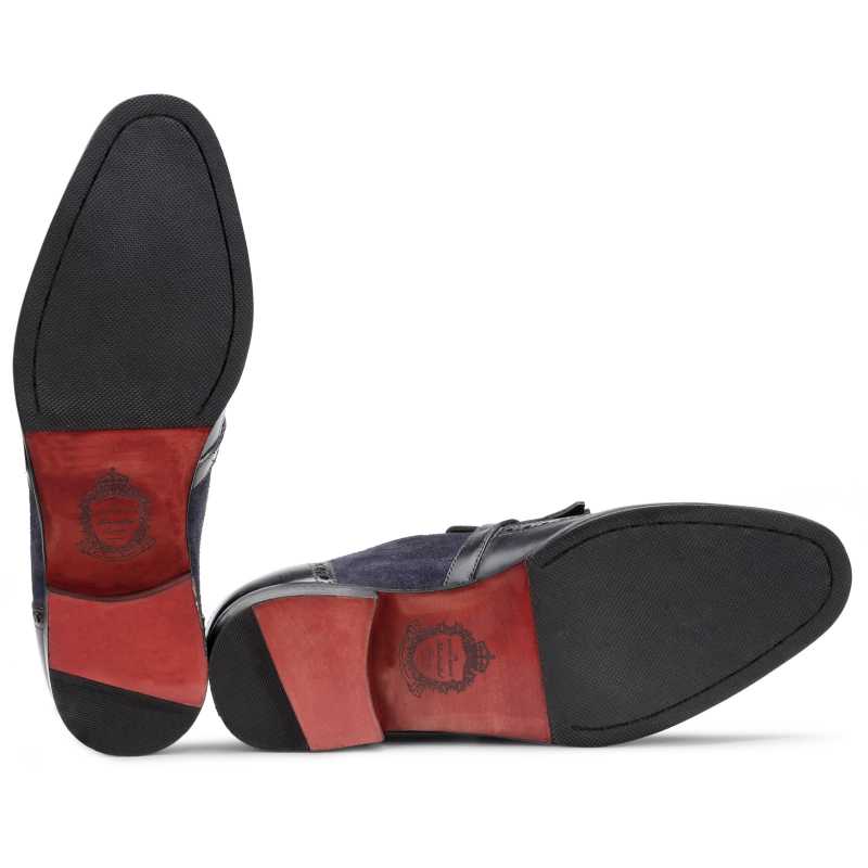 The Marco Dual Textured Kiltie Monkstrap in Blue - Escaro Royale