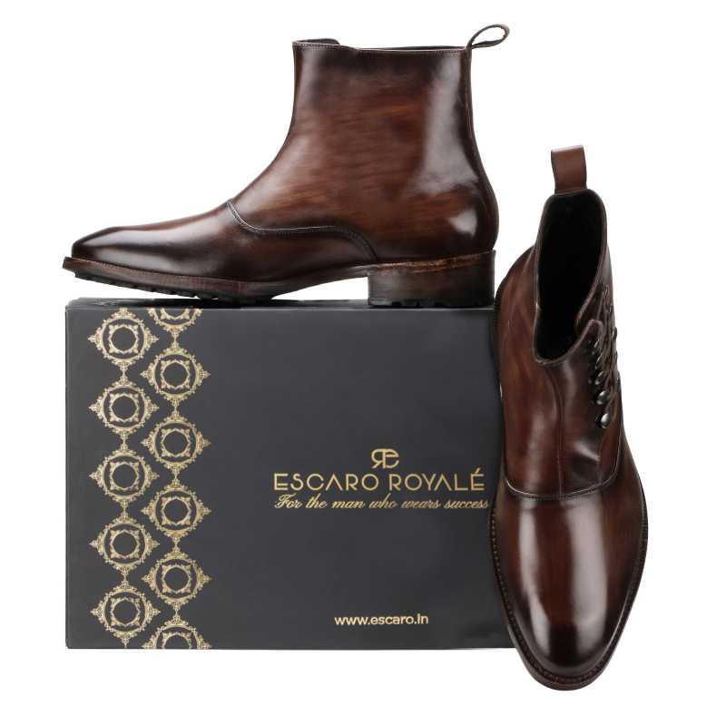 The Francisco Ankle Boot in Brown - Escaro Royale