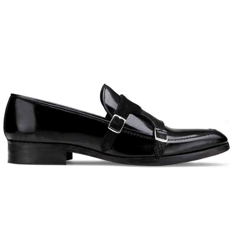 The Erikson Double Monk Designer Slip On in Black - Escaro Royale