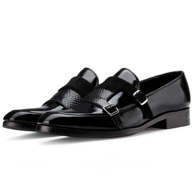 The Erikson Double Monk Designer Slip On in Black - Escaro Royale