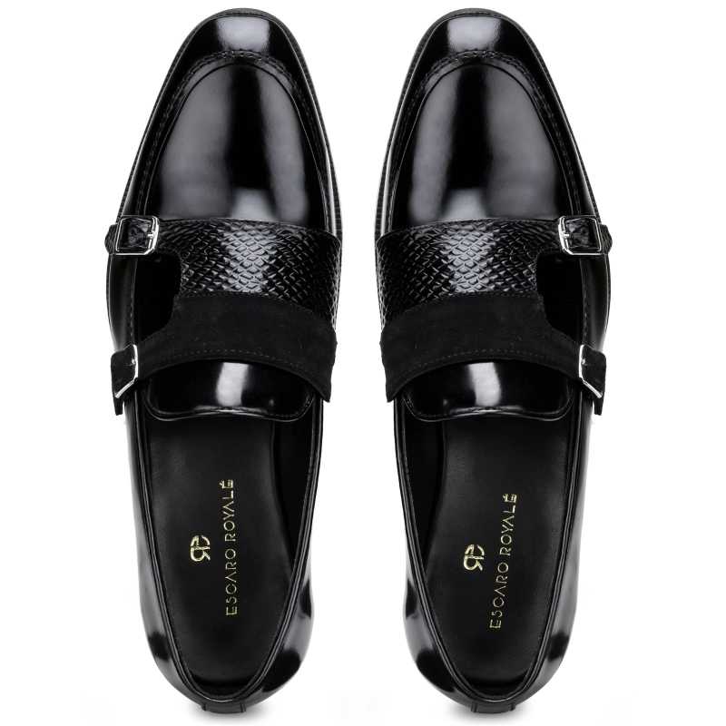 The Erikson Double Monk Designer Slip On in Black - Escaro Royale