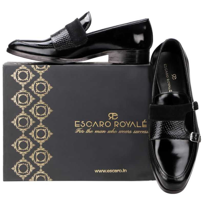The Erikson Double Monk Designer Slip On in Black - Escaro Royale