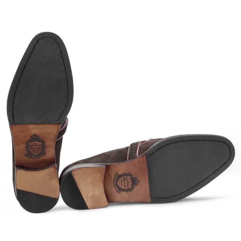 The Edmund Kiltie Monkstrap in Brown Suede - Escaro Royale