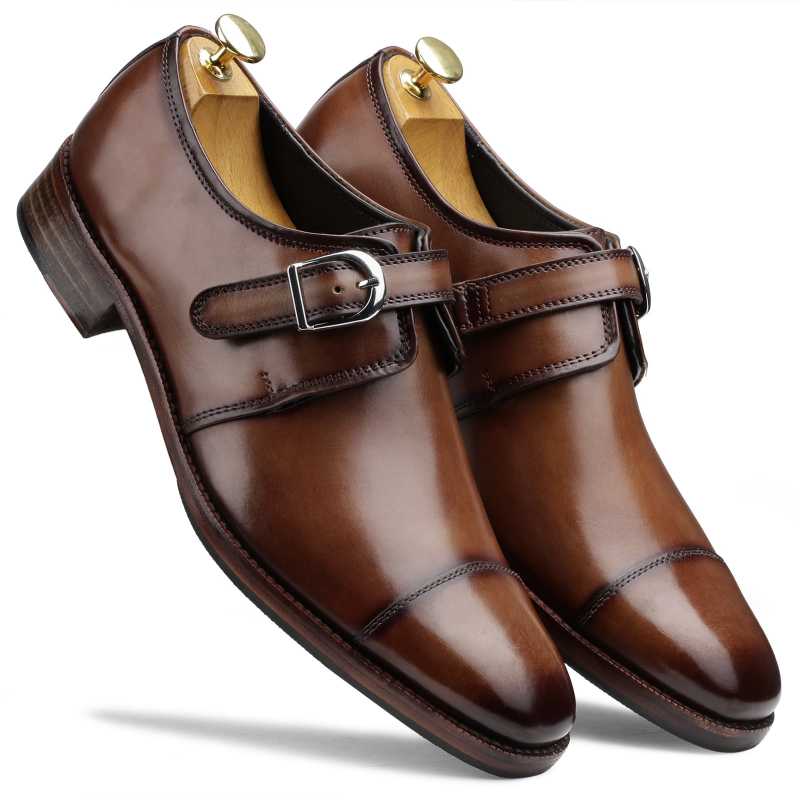 The Henry Toecap Monkstrap in Cognac - Escaro Royale