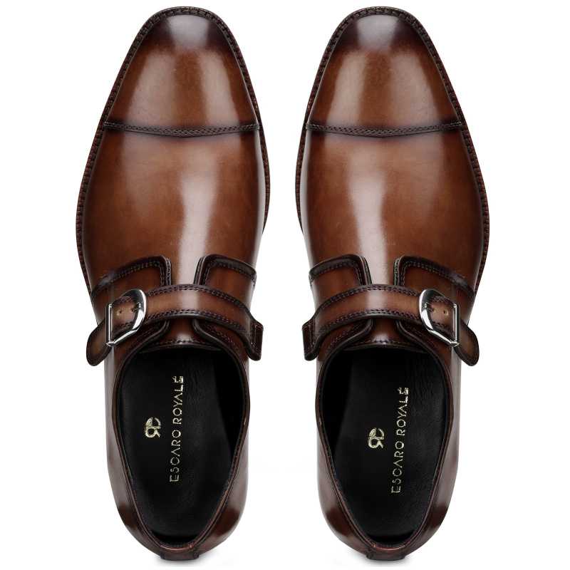 The Henry Toecap Monkstrap in Cognac - Escaro Royale
