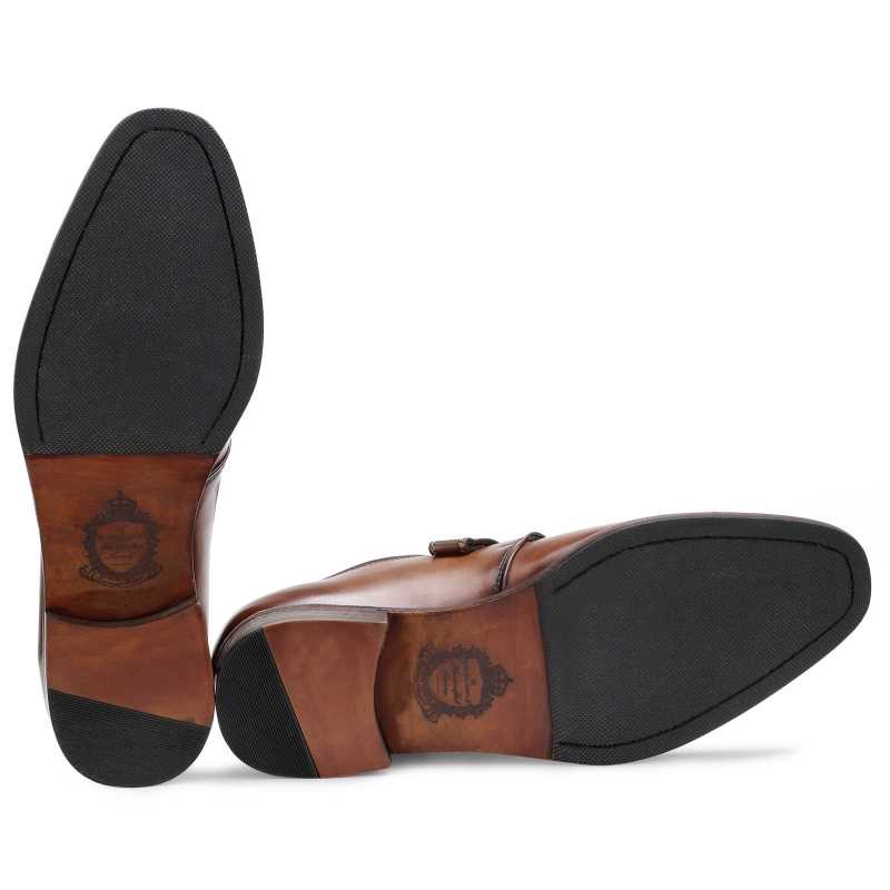 The Henry Toecap Monkstrap in Cognac - Escaro Royale