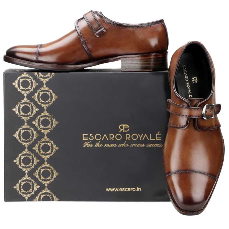 The Henry Toecap Monkstrap in Cognac - Escaro Royale