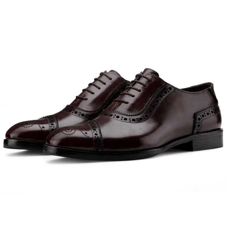The Livingstone Medallion Toe Oxford in Dark Brown - Escaro Royale