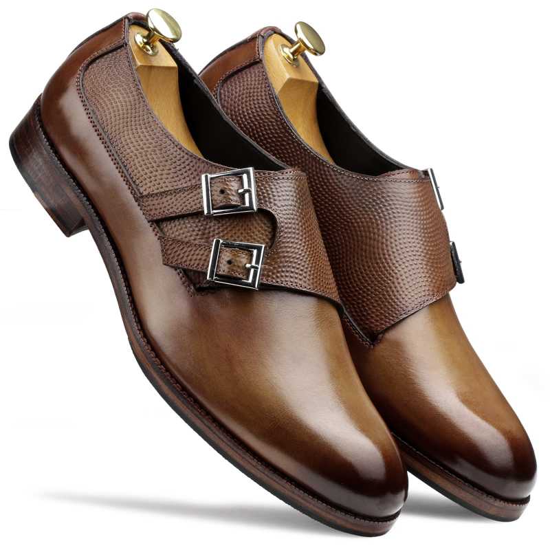 The Samuel Designer Double Monk in Cognac - Escaro Royale