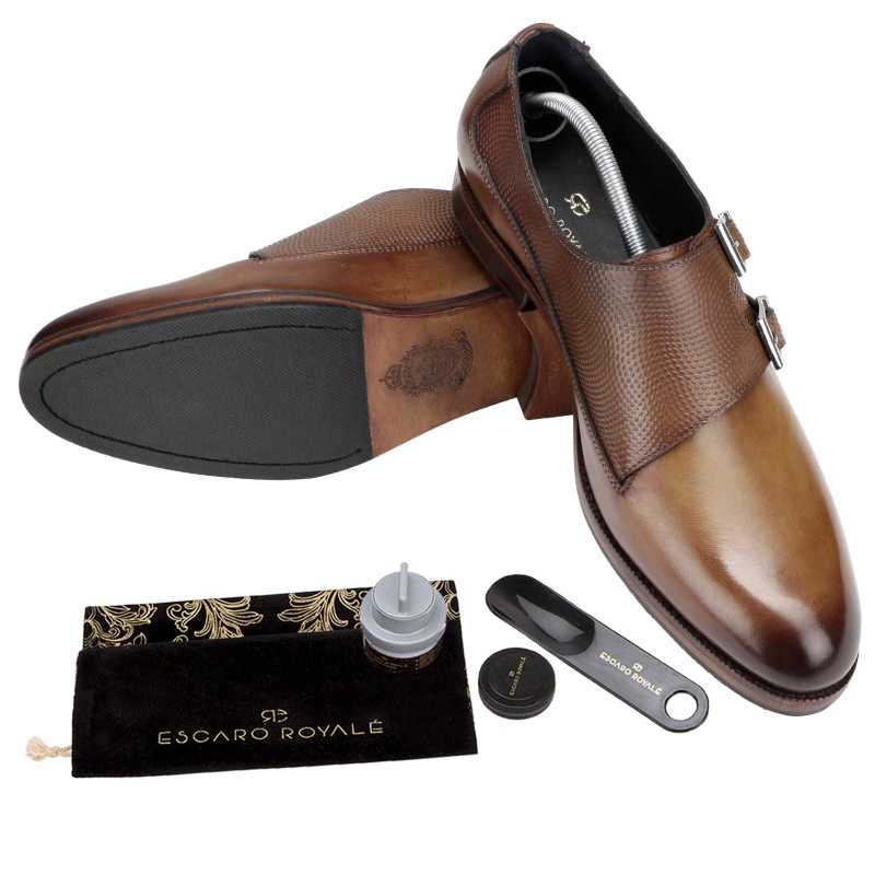 The Samuel Designer Double Monk in Cognac - Escaro Royale