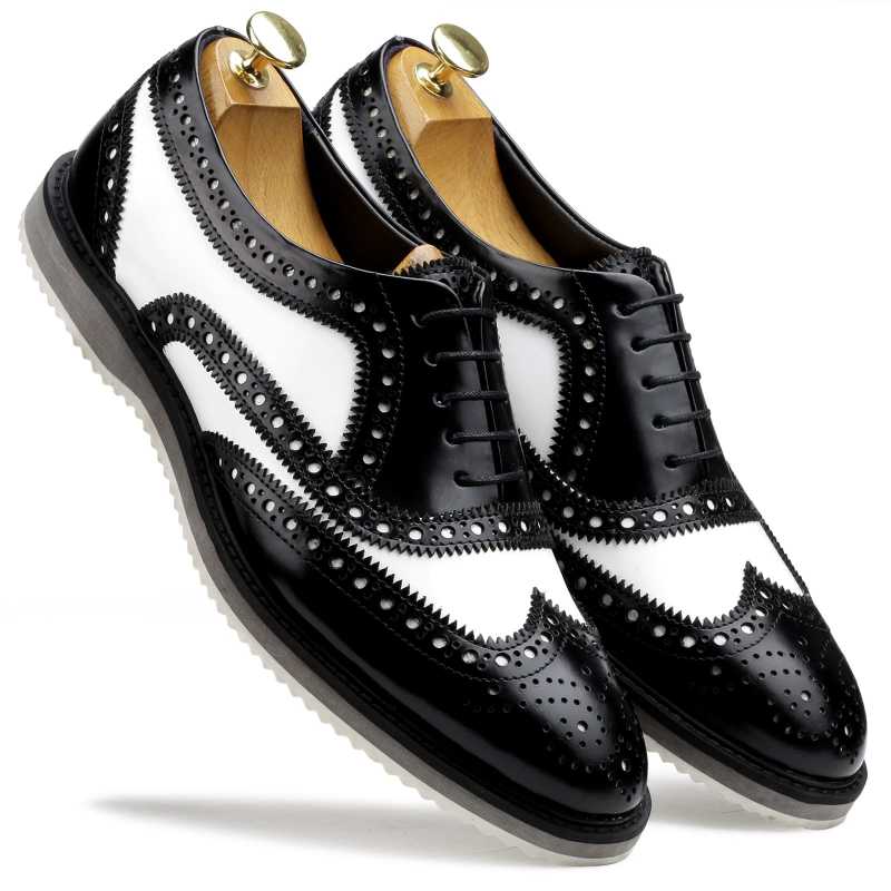 The Golf Designer Brogue in Black White - Escaro Royale