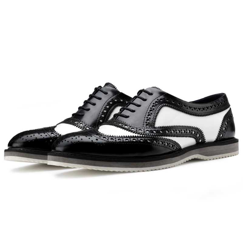 The Golf Designer Brogue in Black White - Escaro Royale