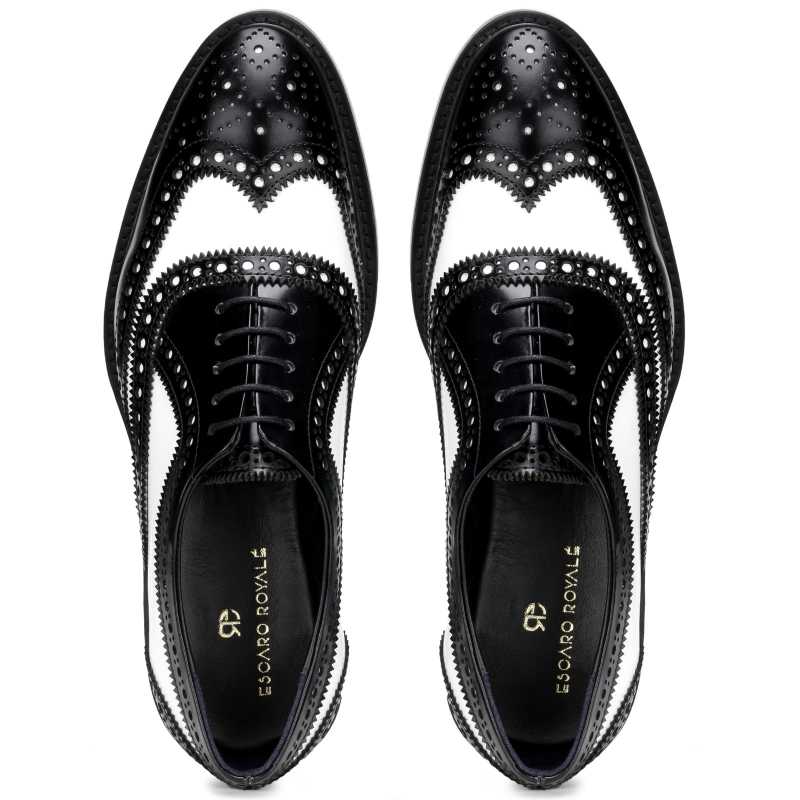 The Golf Designer Brogue in Black White - Escaro Royale