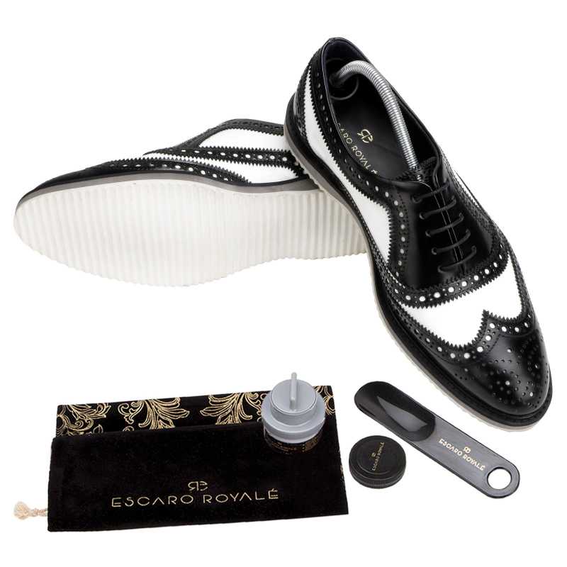 The Golf Designer Brogue in Black White - Escaro Royale