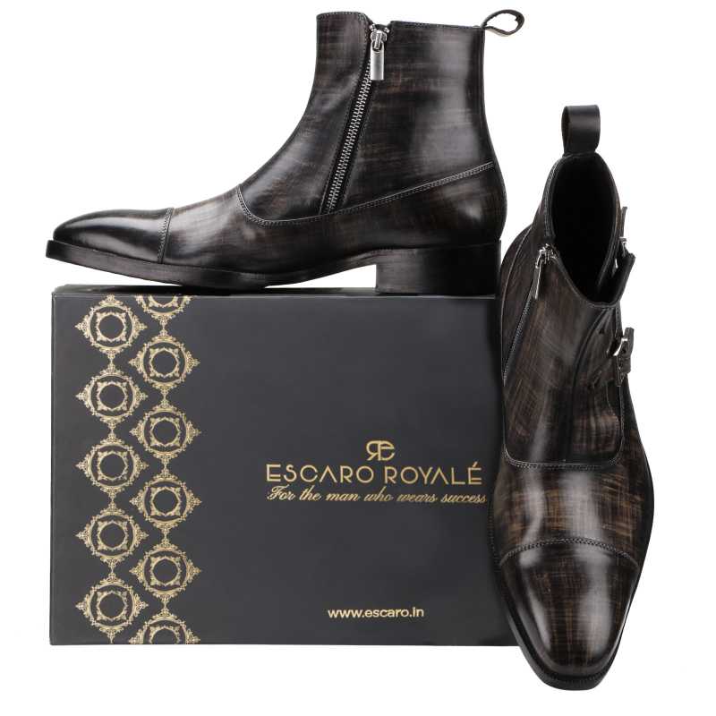 The Hernan Toecap Ankle Boot in Grey - Escaro Royale