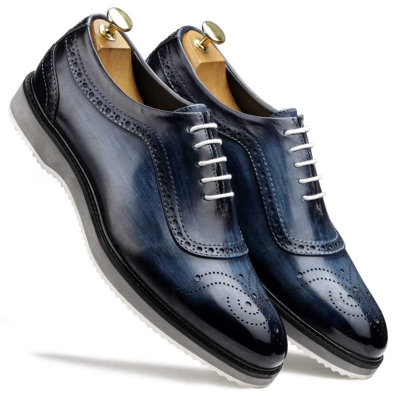 The Cortes Designer Oxford in Blue - Escaro Royale