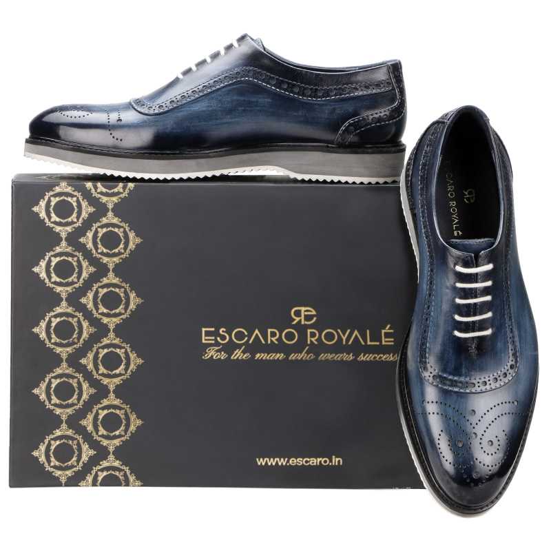 The Cortes Designer Oxford in Blue - Escaro Royale