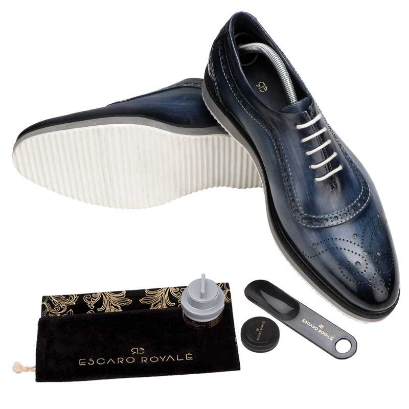 The Cortes Designer Oxford in Blue - Escaro Royale