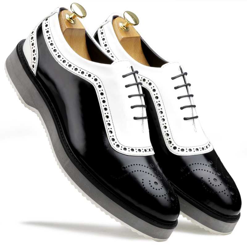 The Cortes Designer Oxford in Black White - Escaro Royale