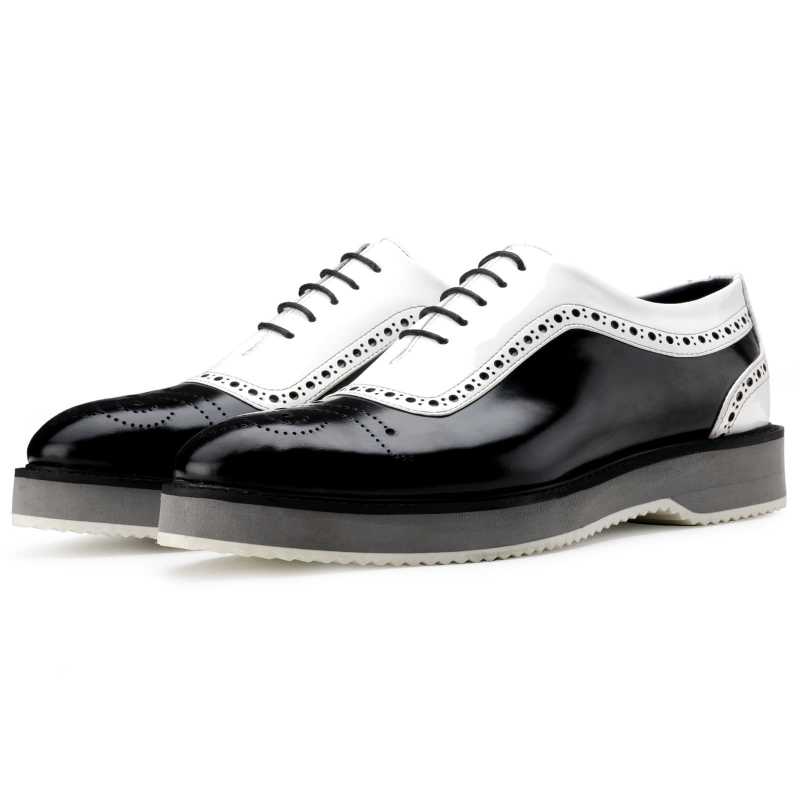The Cortes Designer Oxford in Black White - Escaro Royale