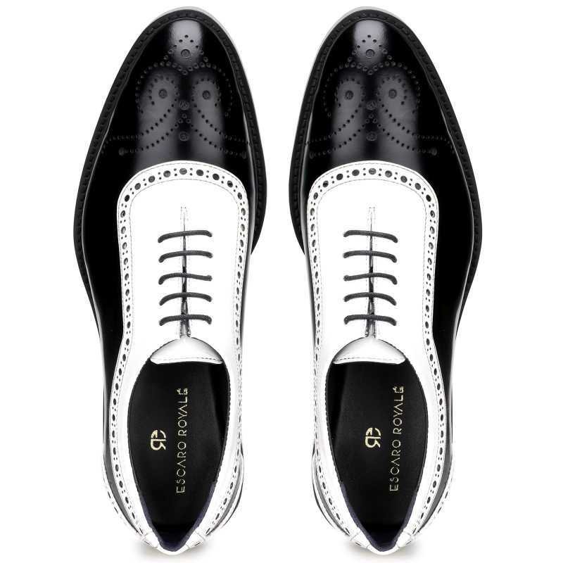 The Cortes Designer Oxford in Black White - Escaro Royale
