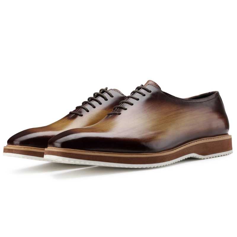 The Amerigo Wholecut Oxford in Tan Burnish - Escaro Royale