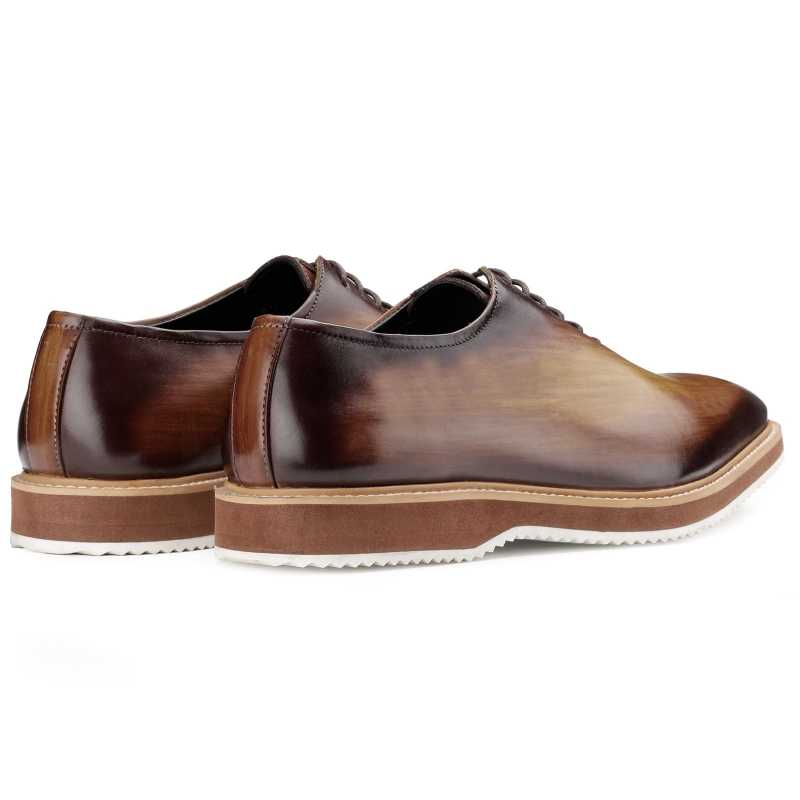 The Amerigo Wholecut Oxford in Tan Burnish - Escaro Royale