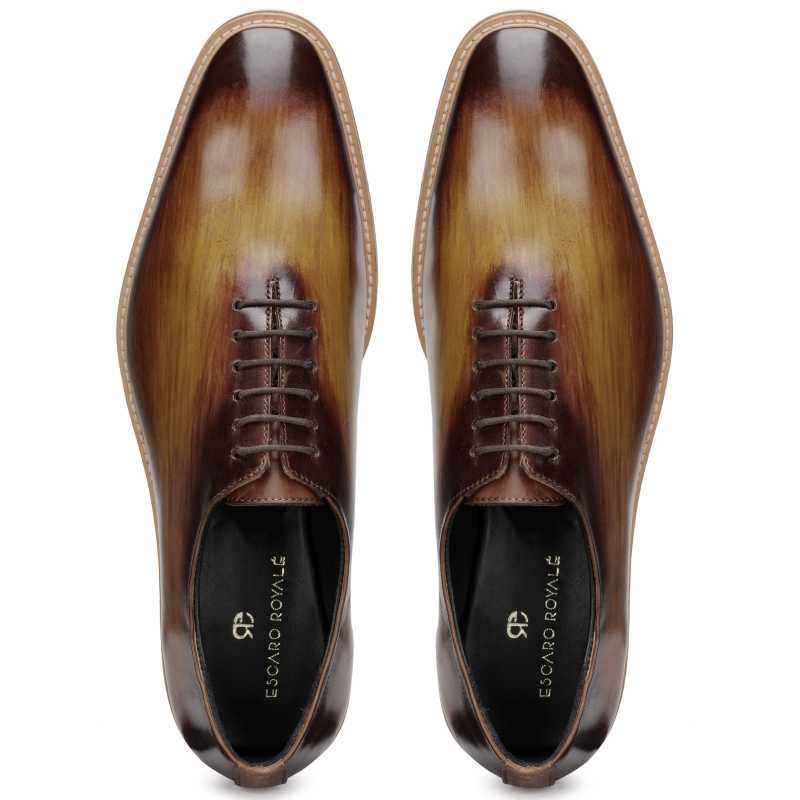 The Amerigo Wholecut Oxford in Tan Burnish - Escaro Royale