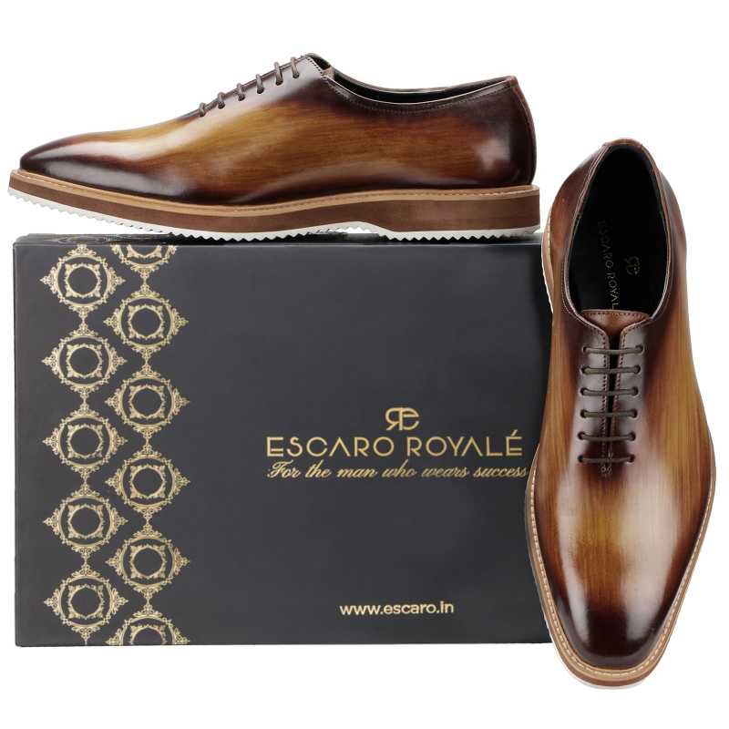 The Amerigo Wholecut Oxford in Tan Burnish - Escaro Royale