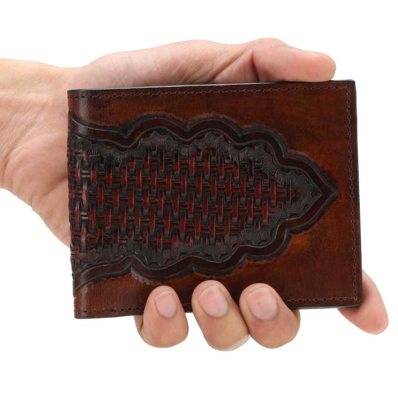Brown Hand - Tooled Leather Mens Wallet - Escaro Royale