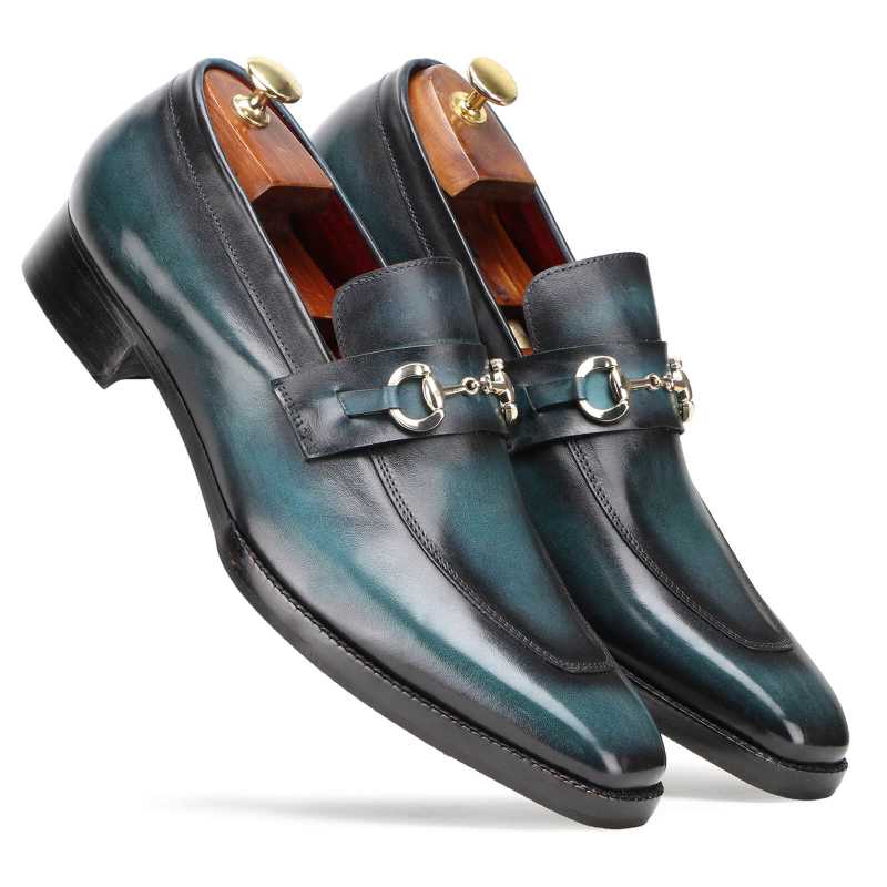 Vanetia Dual Shade Horsebit Slipons in Blue - Escaro Royale