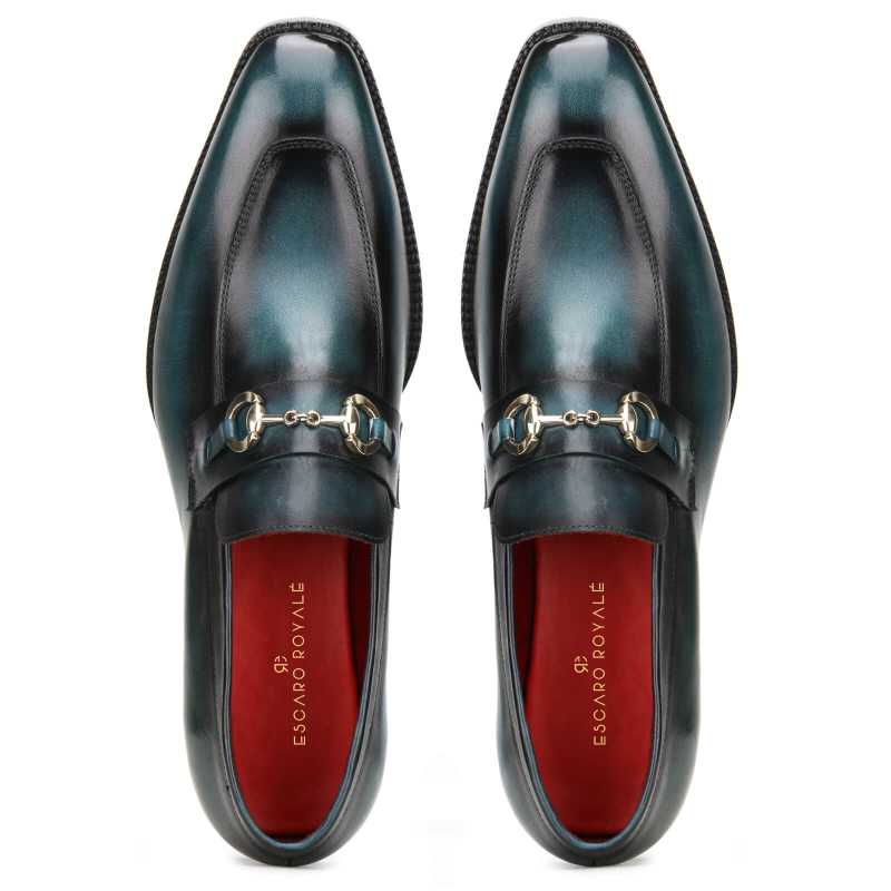 Vanetia Dual Shade Horsebit Slipons in Blue - Escaro Royale