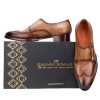 Pharoh Wingtip Double Monks in Tan - Escaro Royale