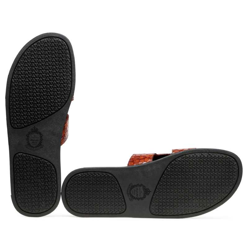 Iconic Textured Sliders - Cognac - Escaro Royale