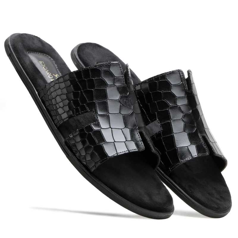 Iconic Textured Sliders - Black - Escaro Royale