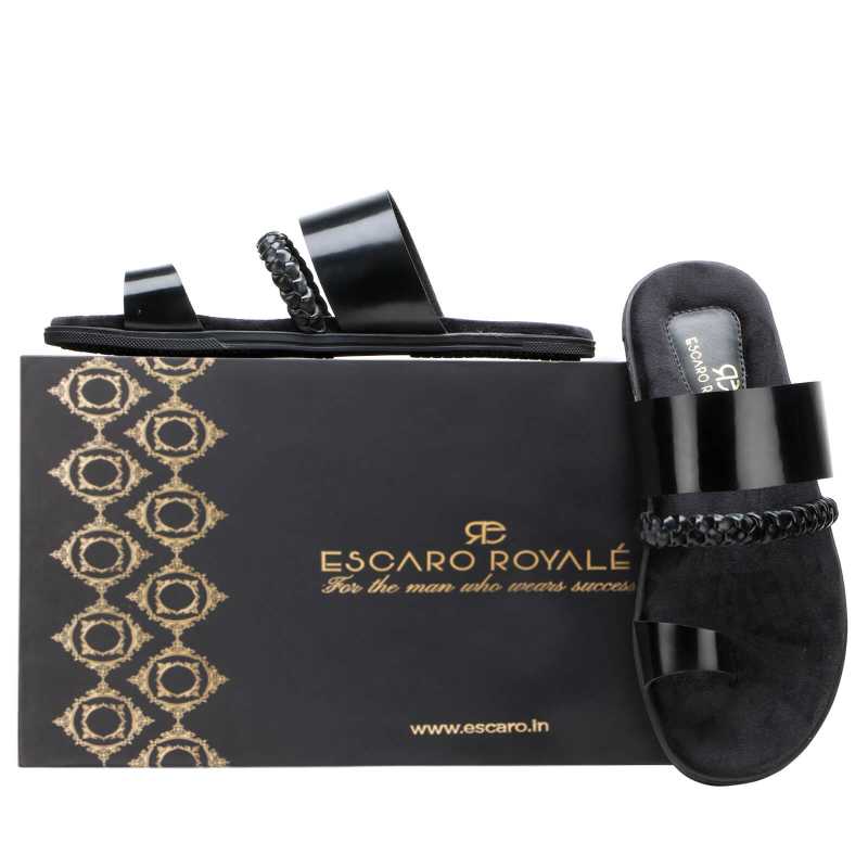 Genesis Weaved Slippers - Black - Escaro Royale
