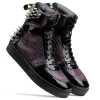 Monarcho Hightop Stud Sneakers In Black Purple - Escaro Royale