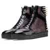 Monarcho Hightop Stud Sneakers In Black Purple - Escaro Royale