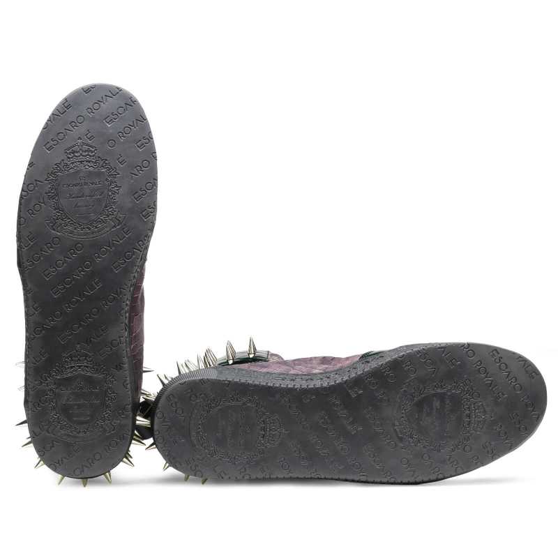 Monarcho Hightop Stud Sneakers In Black Purple - Escaro Royale