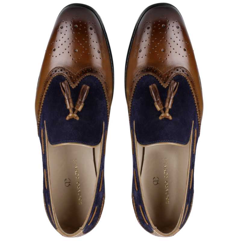 The Chicago Tassel Loafer in Blue Tan - Escaro Royale