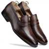 The Flint Penny Loafer In Brown - Escaro Royale