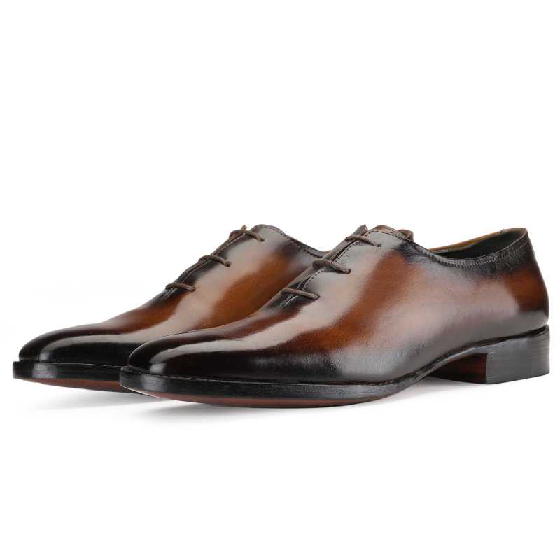 SABRE Goodyear Welted Fiddleback WHOLECUT OXFORDS IN BROWN Patina - Escaro Royale