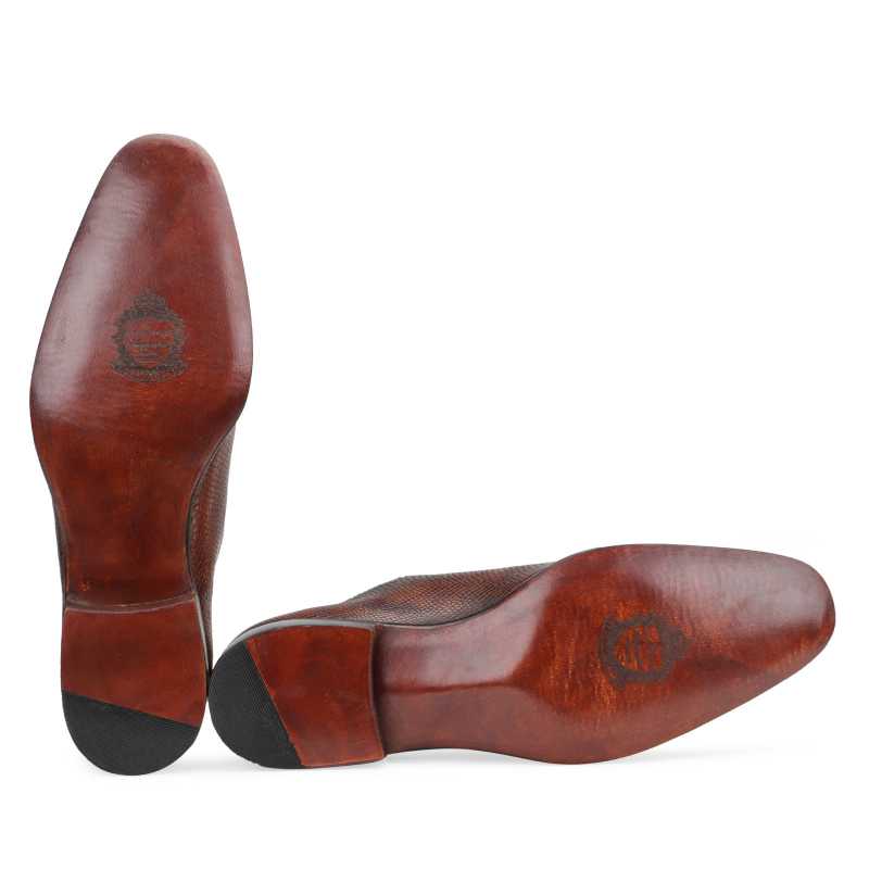 Bastion Goodyear Welted Fiddleback Wholecut Oxford in Patina Scales Brown - Escaro Royale