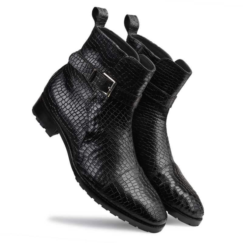 Jodhpur Boot In Patina Scales Black - Escaro Royale